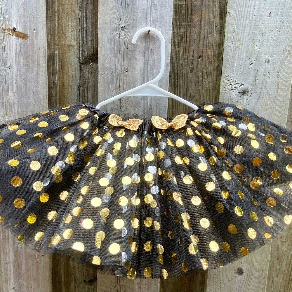 NWOT Tutu Black Gold Polka Dots Tutu 4 Fully Layer-Made to order 1 business day